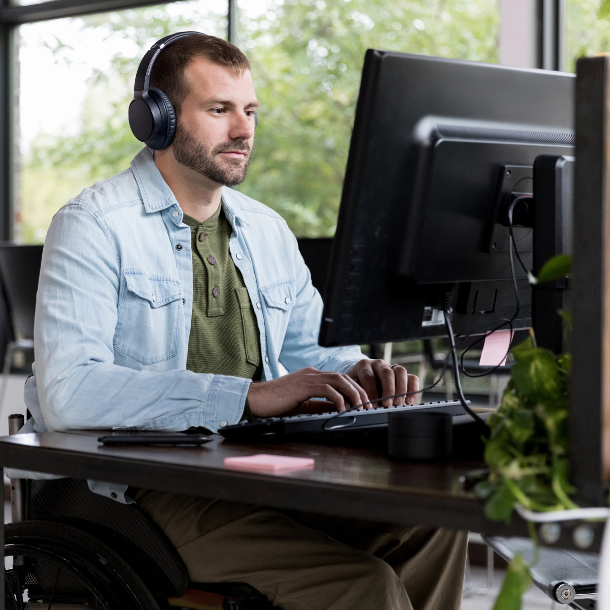 man working at desk